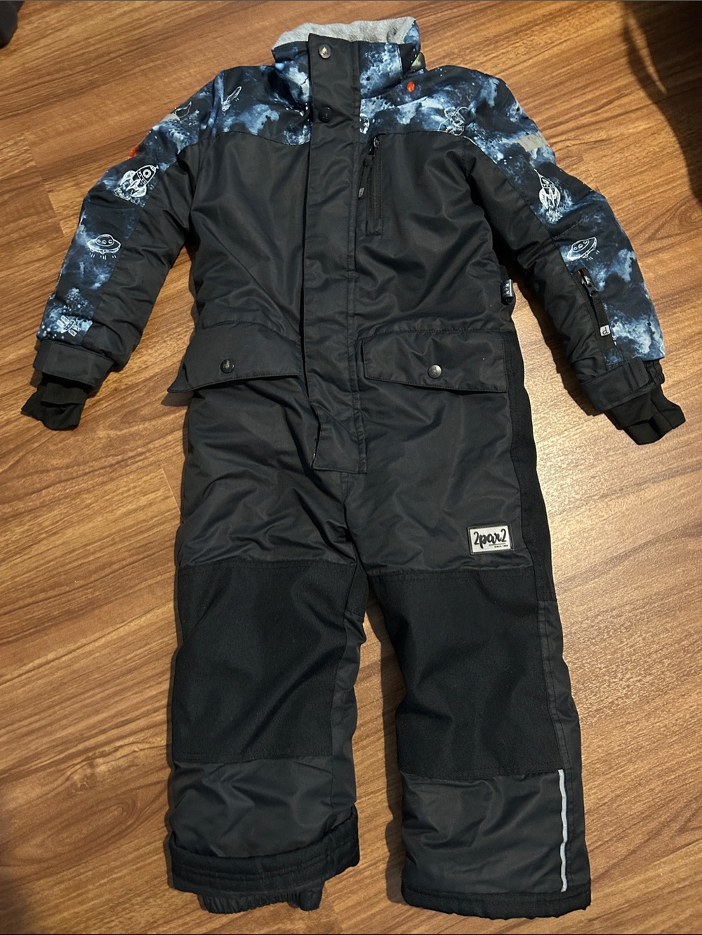 deux par deux space theme- Black and Navy Blue Kids 1 pc Snowsuit